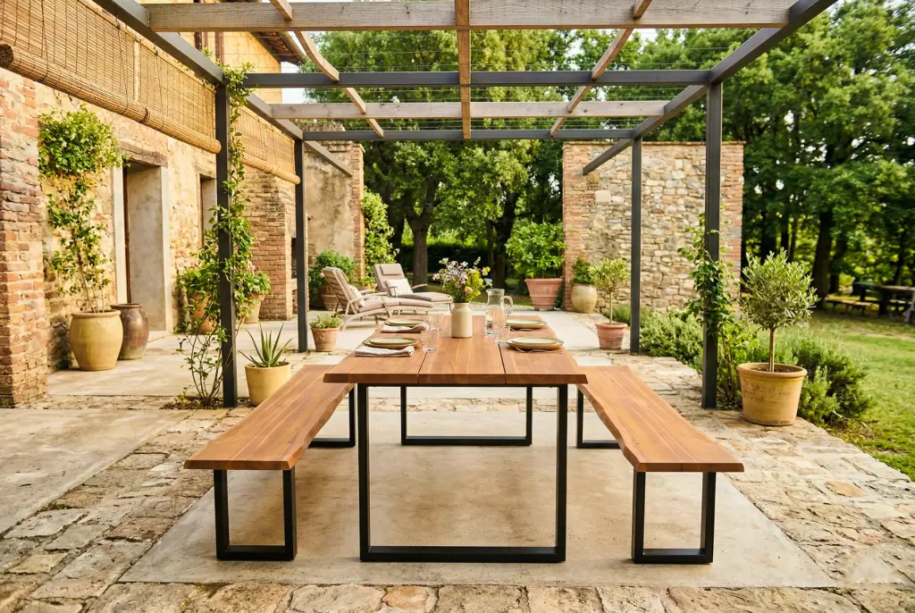 WOOD TOP METAL FRAME DINING SET - TPDNF01-2