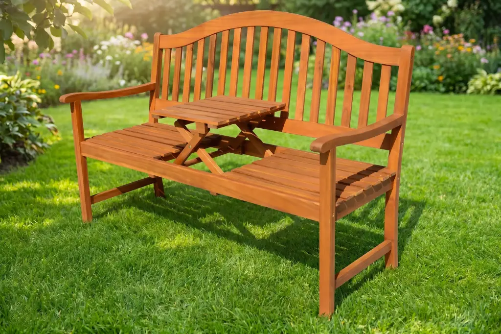 CURVED BENCH W FOLDABLE TABLE - TPB17