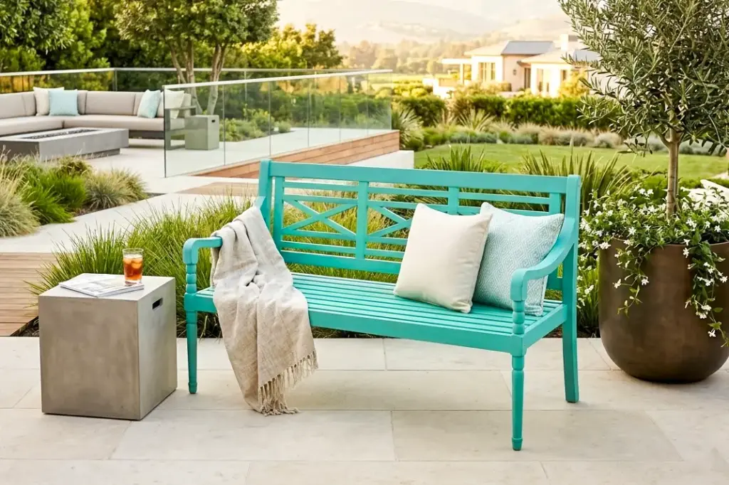 COASTAL AQUA TURNED-LEG BENCH - TPB19