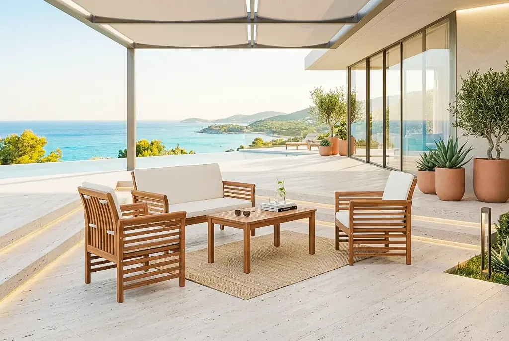 NATURAL SLATTED SOFA SET - TPSF05