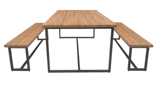 WOOD TOP METAL FRAME DINING SET - TPDNF01