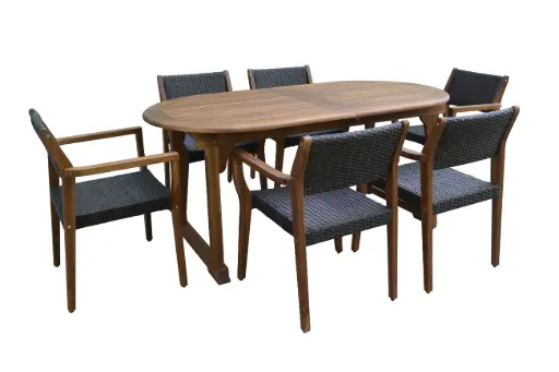 OUTDOOR EXT. OVAL DINING SET ROPE - TPDN04