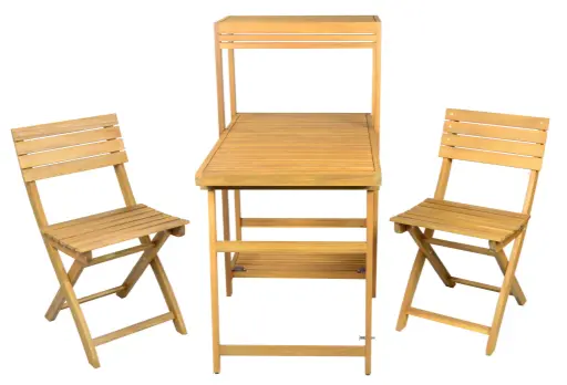 BACONY FOLDING BISTRO SET WITH TOP SHELF - TPBIS3