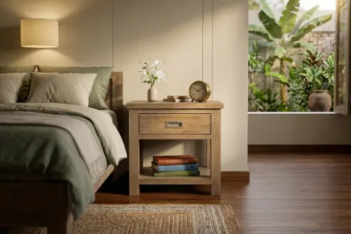 NIGHTSTAND WITH DRAWER AND SHELF - TPNDS01